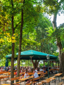 Beer garden of the Hacklberg brewery, Passau, Bavaria, Germany Beer garden of the Hacklberg brewery, Passau, Bavaria, Germany